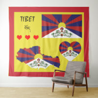 Tibet & Tibetan Flag Tapestry / Himalayas Heart