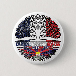 Tibet Tibetan French France Tree Roots Flag 6 Cm Round Badge