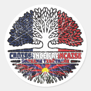 Tibet Tibetan French France Tree Roots Flag Classic Round Sticker