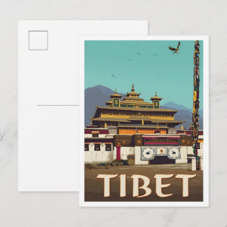 Tibet Vintage Art Travel Postcard