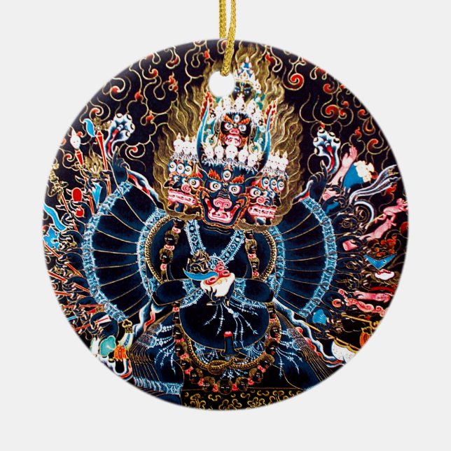 Tibetan Buddhist Art (Chemckok Heruka) Ceramic Tree Decoration (Front)