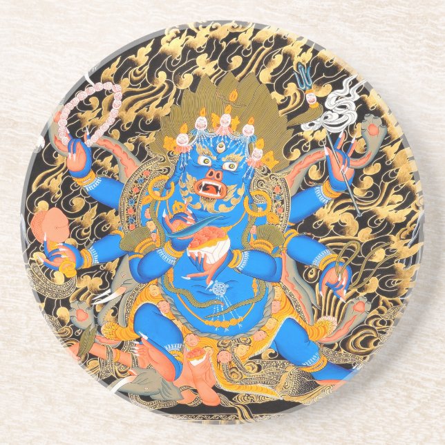 Tibetan Buddhist Art Print Coaster (Front)