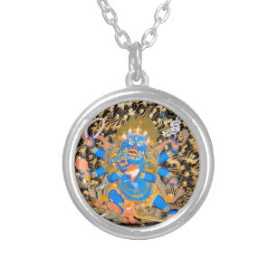 Tibetan Buddhist Art Print Silver Plated Necklace