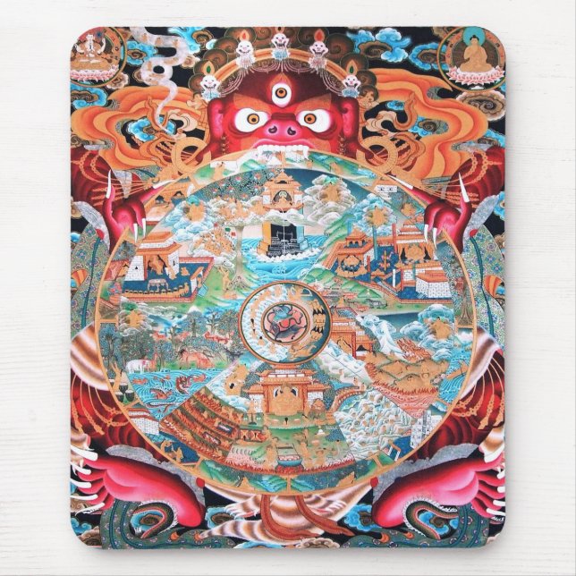 Tibetan Buddhist Art (Wheel of Life) Mouse Mat (Front)