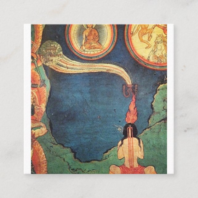 Tibetan Buddhist Depiction Of Tummo Square Business Card (Front)