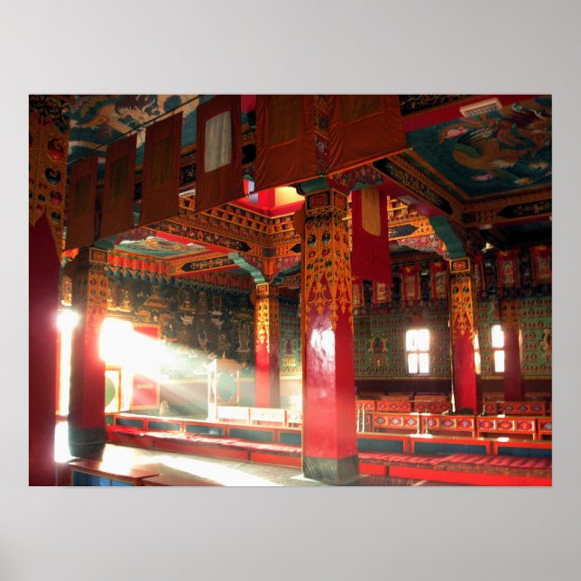 Tibetan Buddhist Monastery Interior View Poster (Front)