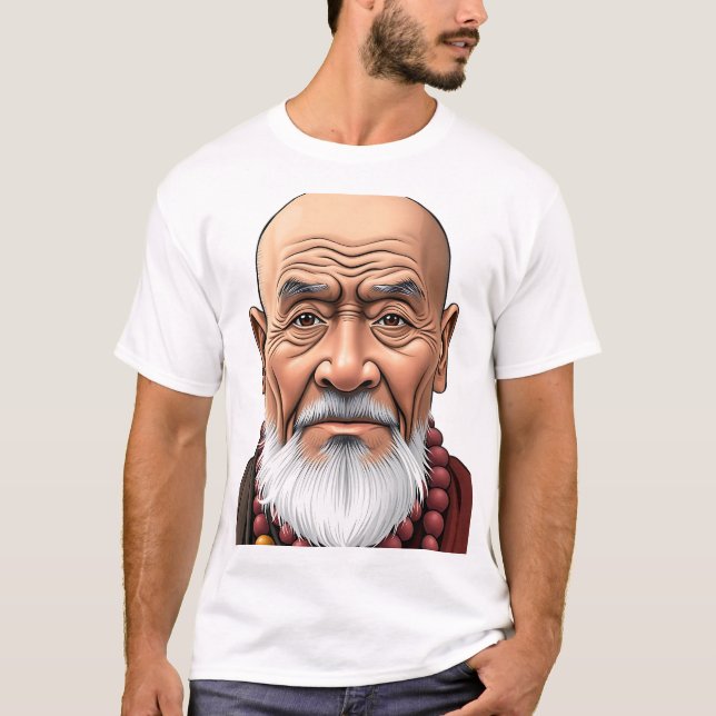 Tibetan Elder Face Illustration T-Shirt (Front)