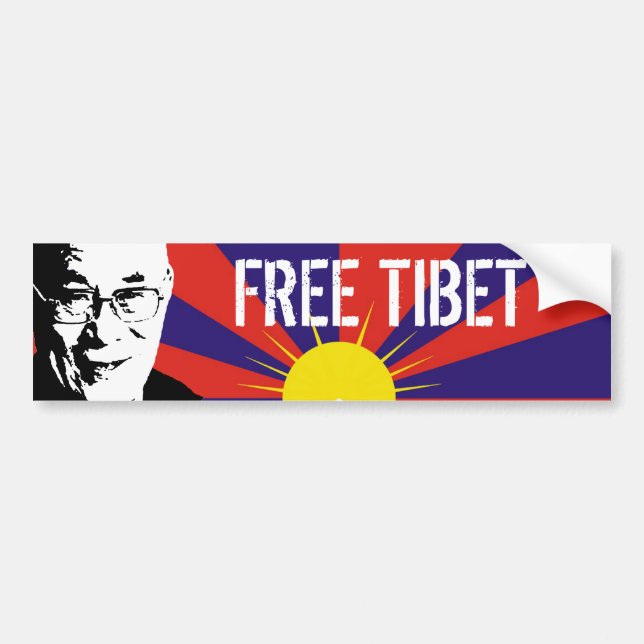 Tibetan Flag, Dalai Lama, FREE TIBET Bumper Sticker (Front)