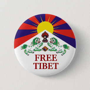 Tibetan Flag, FREE, TIBET 6 Cm Round Badge