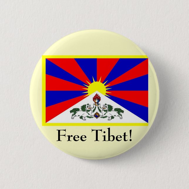 Tibetan Flag - Free Tibet! 6 Cm Round Badge (Front)