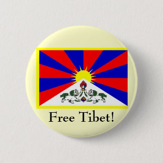 Tibetan Flag - Free Tibet! 6 Cm Round Badge