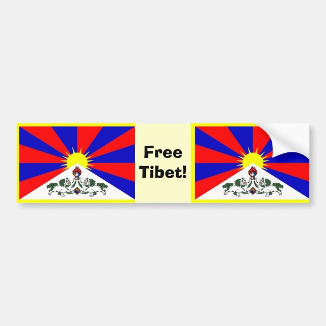 Tibetan Flag - Free Tibet! Bumper Sticker (Front)