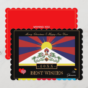 Tibetan Flag & Happy New Year /Best Wishes Tibet Holiday Card