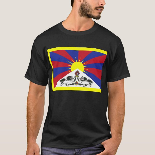 Tibetan flag + om mani T-Shirt (Front)