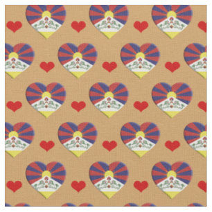 Tibetan Flag & Red Heart fashion Fabric /Tibet