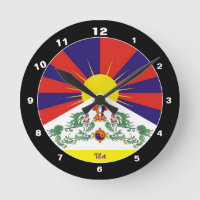 Tibetan Flag & Time Clock /Himalayas Snow Lions