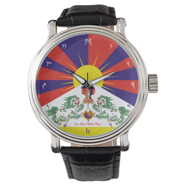 Tibetan Flag Watch - Time for Tibet & Snow Lions (Front)