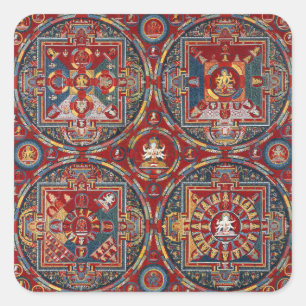 Tibetan Four Mandalas of the Vajravali Series Square Sticker