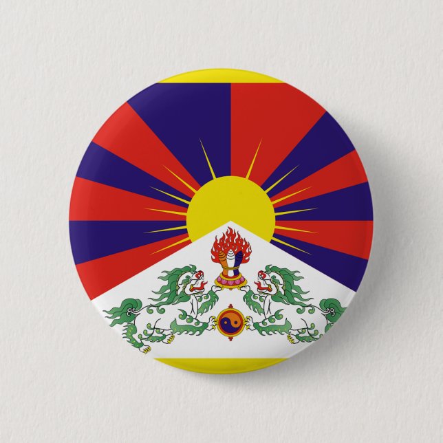 Tibetan Free Tibet Flag - Peu Rangzen བོད་རང་བཙན་ 6 Cm Round Badge (Front)