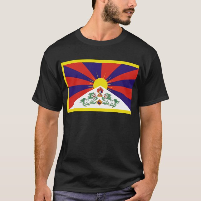 Tibetan Free Tibet Flag - Peu Rangzen བོད་རང་བཙན་ T-Shirt (Front)