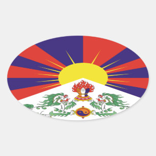 Tibetan Free Tibet Flag - Peu Rangzen བོད་ Oval Sticker