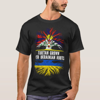 Tibetan Grown with Ukrainian Roots Flag T-Shirt