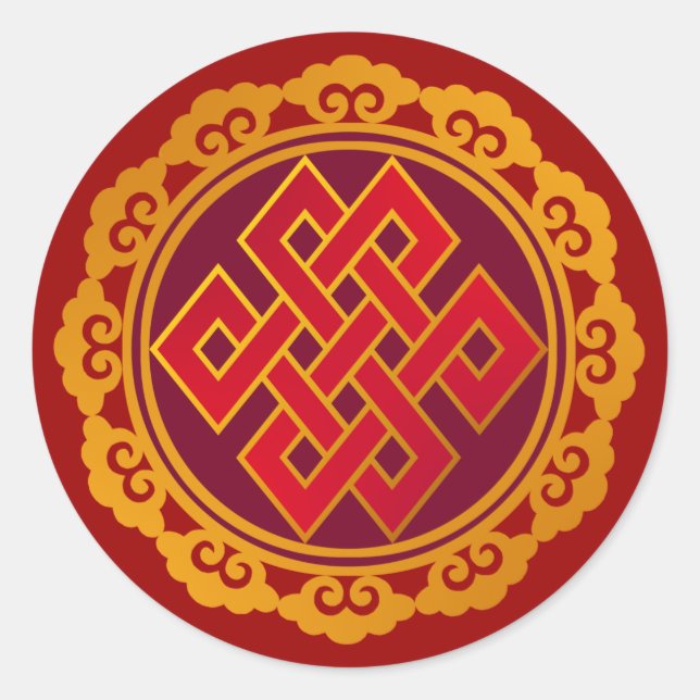 Tibetan Karma Buddhism Eternal Knot Classic Round Sticker (Front)
