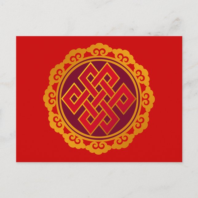 Tibetan Karma Buddhism Eternal Knot Postcard (Front)