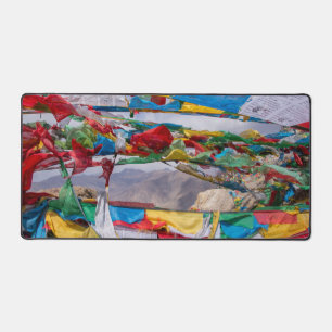 Tibetan landscape with prayer flags - Himalaya Desk Mat