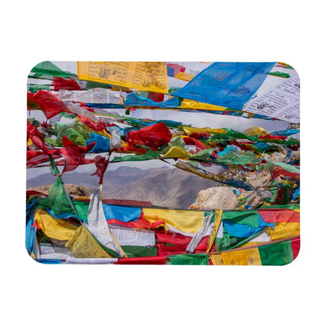 Tibetan landscape with prayer flags - Himalaya Magnet (Horizontal)