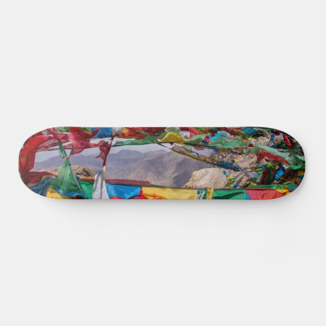 Tibetan landscape with prayer flags - Himalaya Skateboard (Horz)