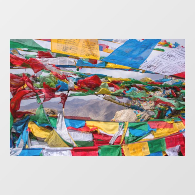 Tibetan landscape with prayer flags - Himalaya Window Cling (Sheet)