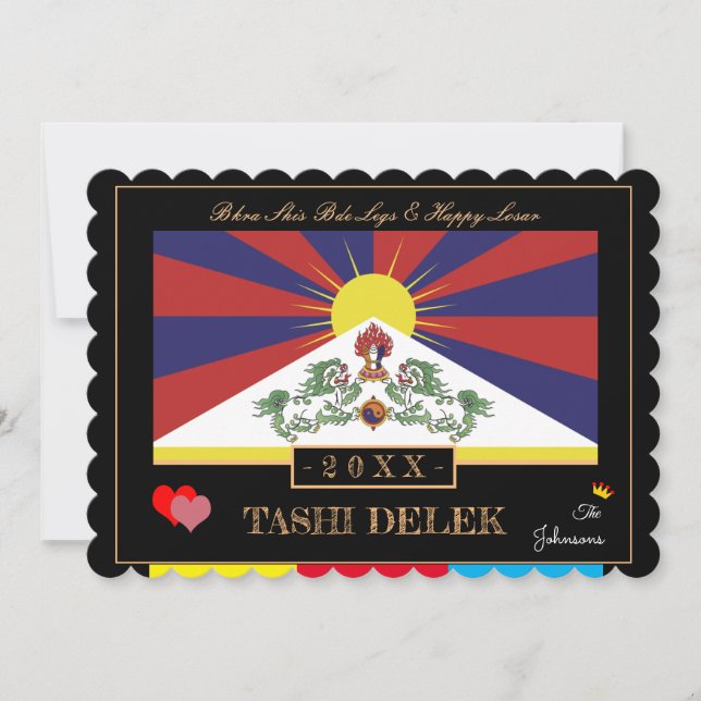 Tibetan Losar & Tashi Delek - New Year /flag Tibet Holiday Card (Front)