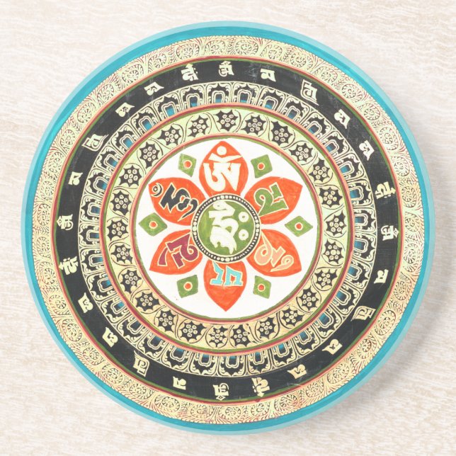 Tibetan Mandala Art Coaster (Front)
