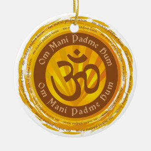Tibetan Mantra Aum Symbol Ceramic Tree Decoration