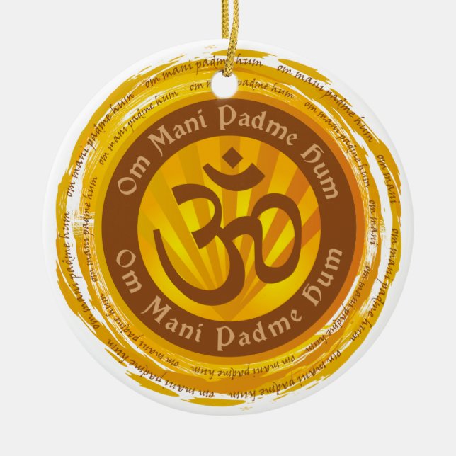 Tibetan Mantra Aum Symbol Ceramic Tree Decoration (Front)