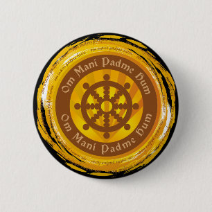 Tibetan Mantra Dharma Wheel 6 Cm Round Badge