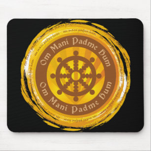 Tibetan Mantra Dharma Wheel Mouse Mat