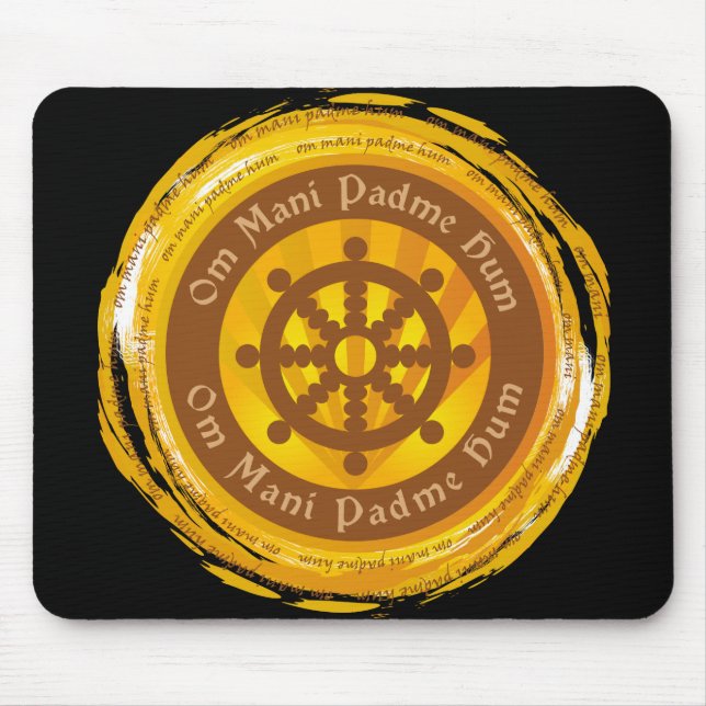 Tibetan Mantra Dharma Wheel Mouse Mat (Front)