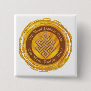 Tibetan Mantra Endless Knot 15 Cm Square Badge