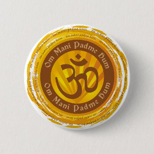 Tibetan Mantra with Aum Symbol 6 Cm Round Badge