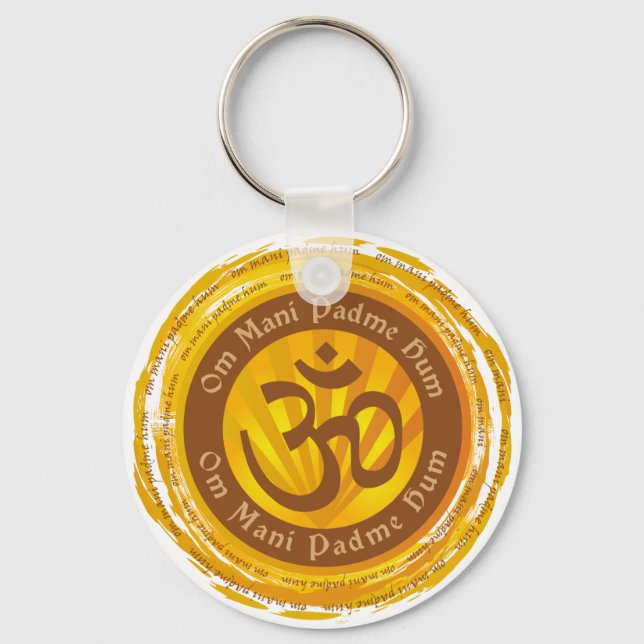 Tibetan Mantra with Aum Symbol Key Ring (Front)