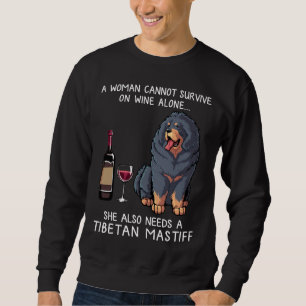 Tibetan Mastiff And Wine Dog Fitted Sweatshirt