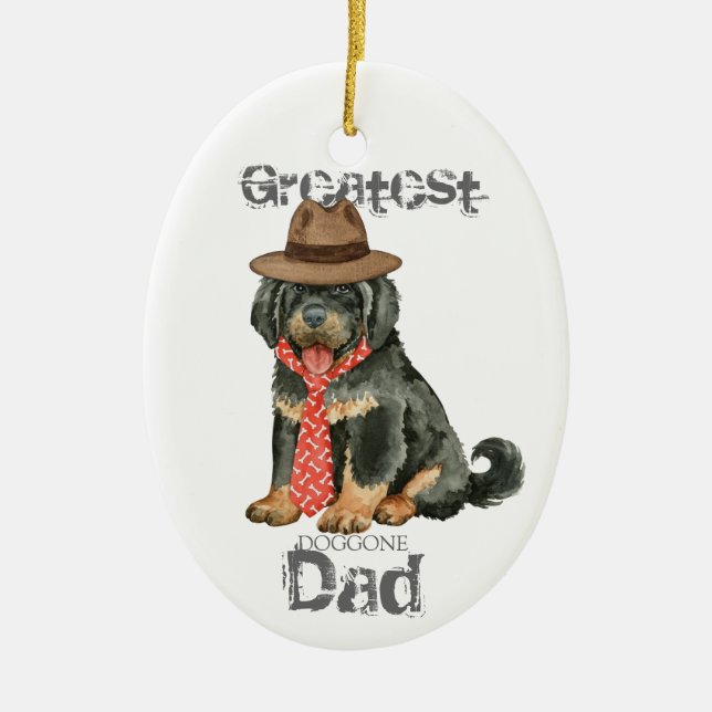 Tibetan Mastiff Dad Ceramic Ornament (Front)
