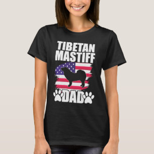 Tibetan Mastiff Dad Dog American US Flag T-Shirt