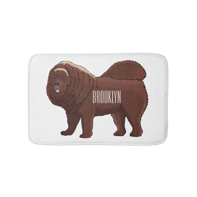 Tibetan Mastiff dog cartoon illustration Bath Mat (Front)