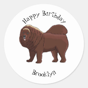 Tibetan Mastiff dog cartoon illustration Classic Round Sticker
