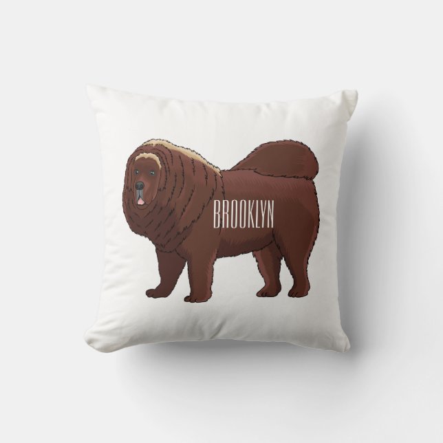 Tibetan Mastiff dog cartoon illustration  Cushion (Front)