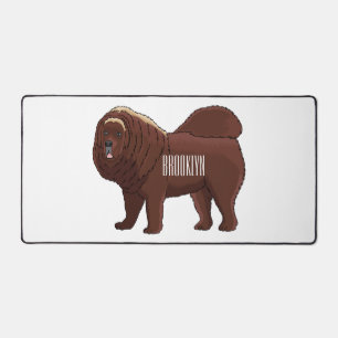 Tibetan Mastiff dog cartoon illustration Desk Mat