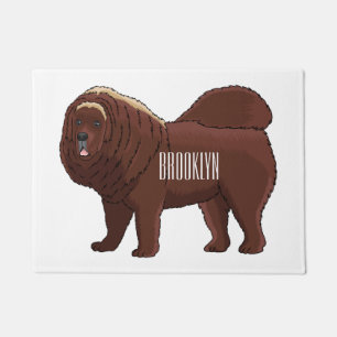 Tibetan Mastiff dog cartoon illustration Doormat
